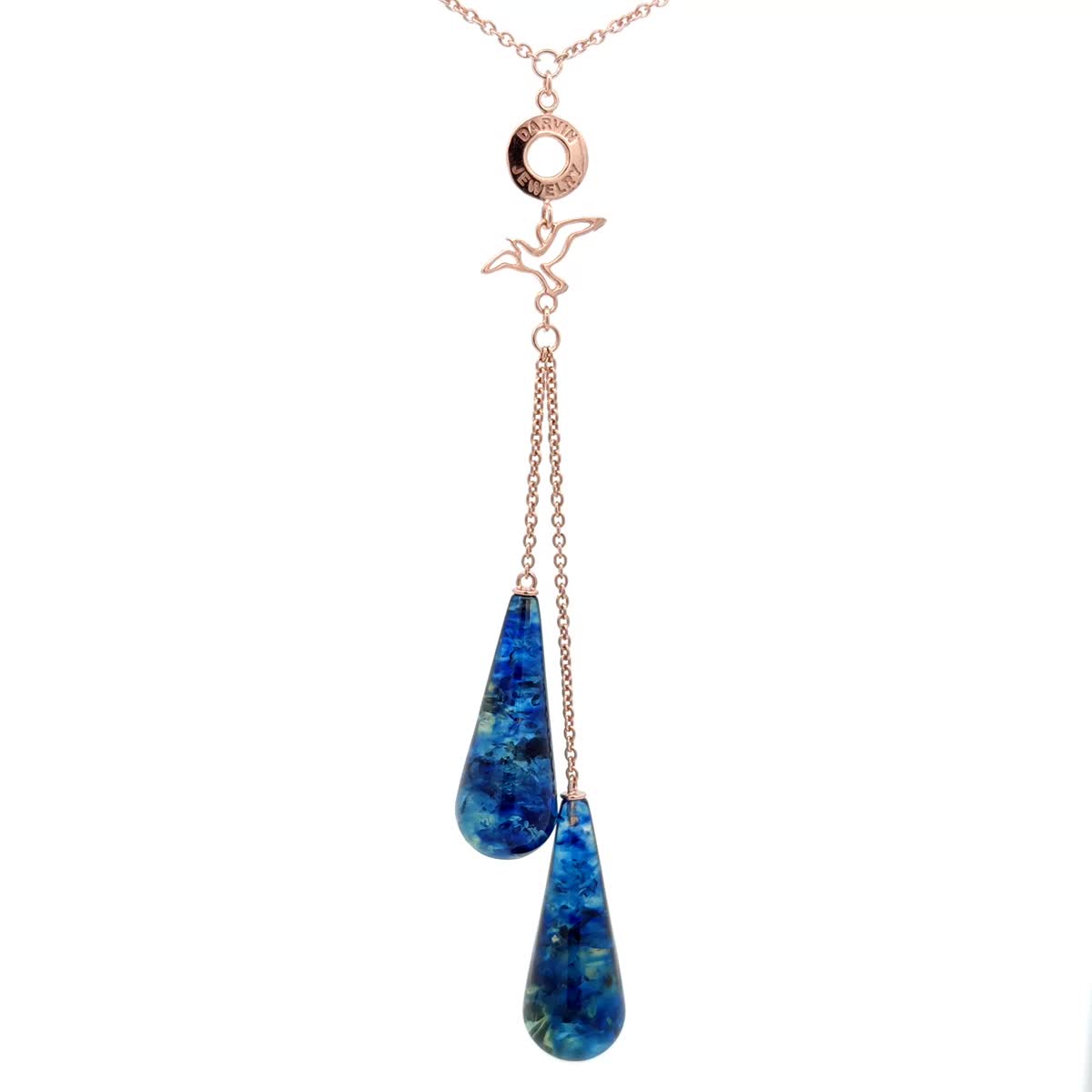 Treated Blue Amber Silver Necklace — DARVIN (Pre-Order)