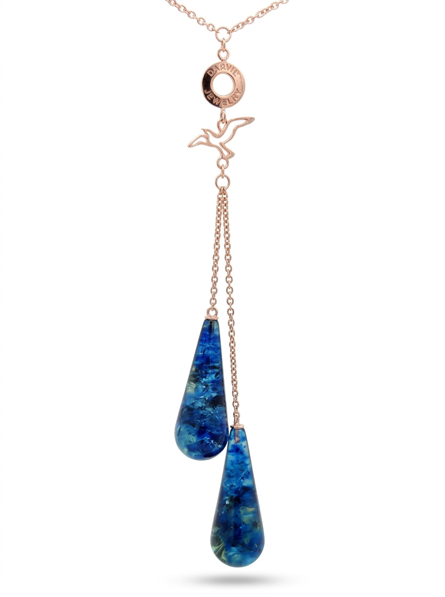 Treated Blue Amber Silver Necklace — DARVIN (Pre-Order)