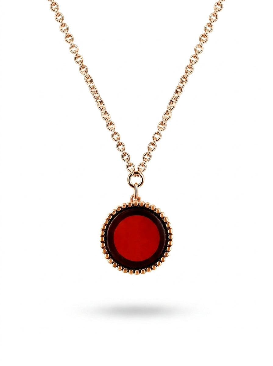 Round Cognac Amber Silver Necklace — DARVIN (Pre-Order)