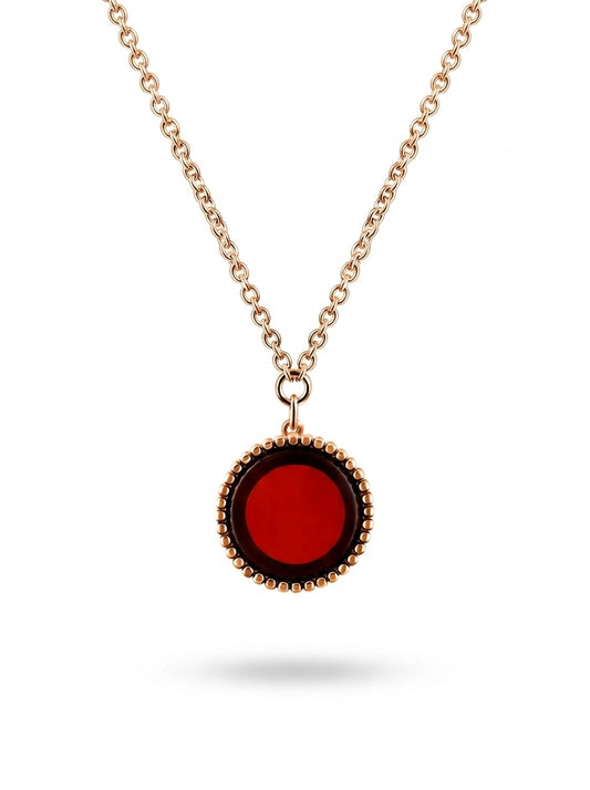 Round Cognac Amber Silver Necklace — DARVIN (Pre-Order)