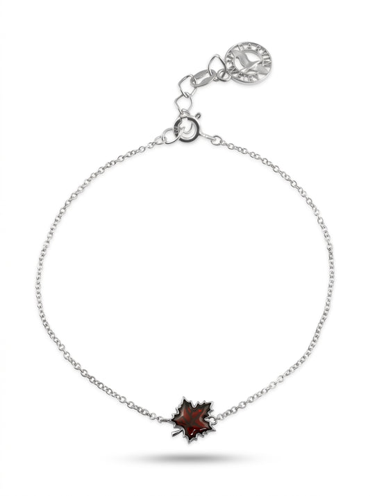 Maple Leaf Cognac Amber Silver Bracelet — DARVIN (Pre-Order)