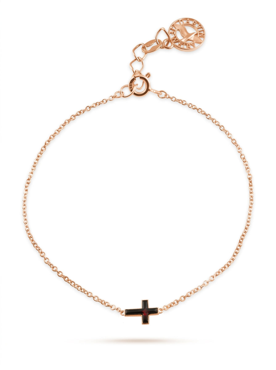 Cross Cognac Amber Silver Bracelet — DARVIN (Pre-Order)