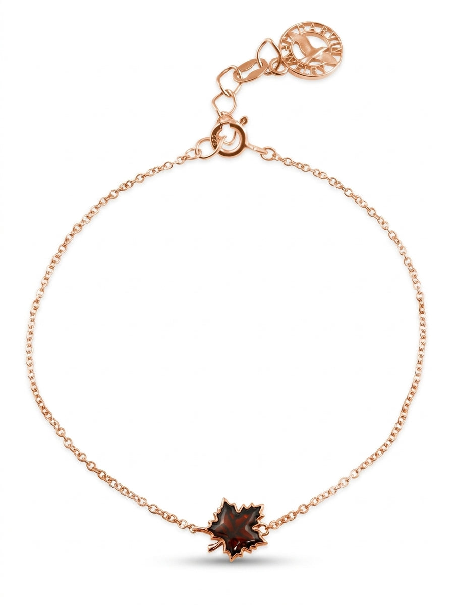 Maple Leaf Cognac Amber Silver Bracelet — DARVIN (Pre-Order)