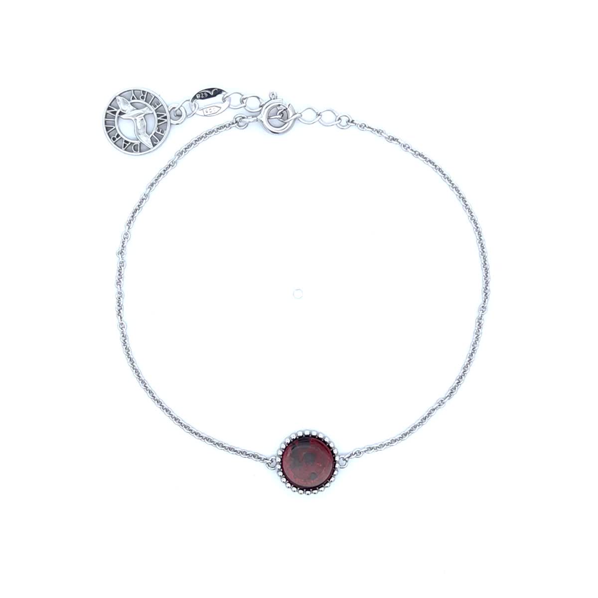 Round Cognac Amber Silver Bracelet — DARVIN (Pre-Order)