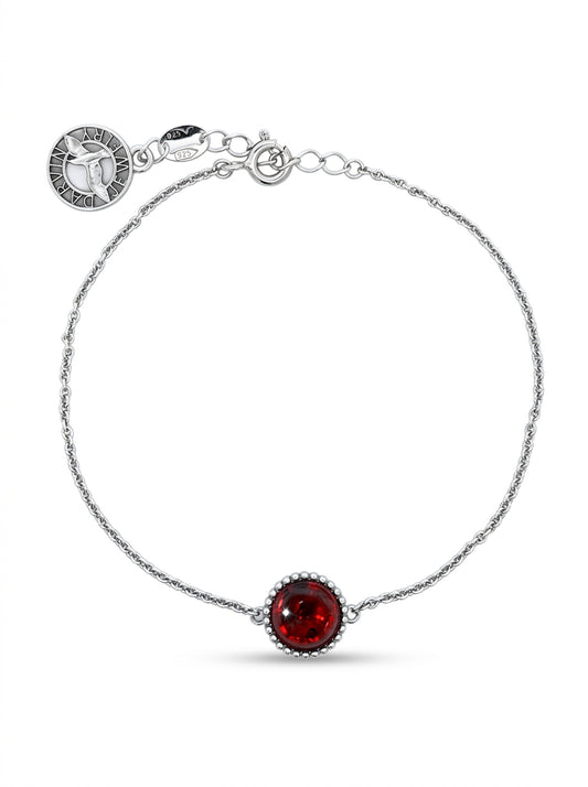 Round Cognac Amber Silver Bracelet — DARVIN (Pre-Order)