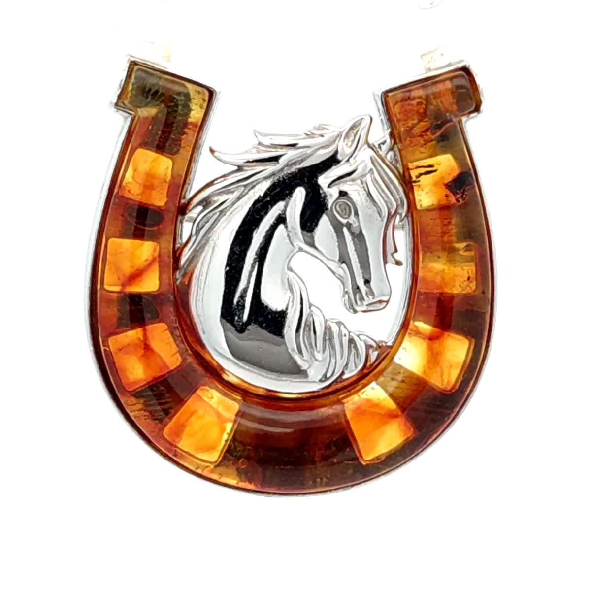 Cognac Amber Silver Brooch — DARVIN