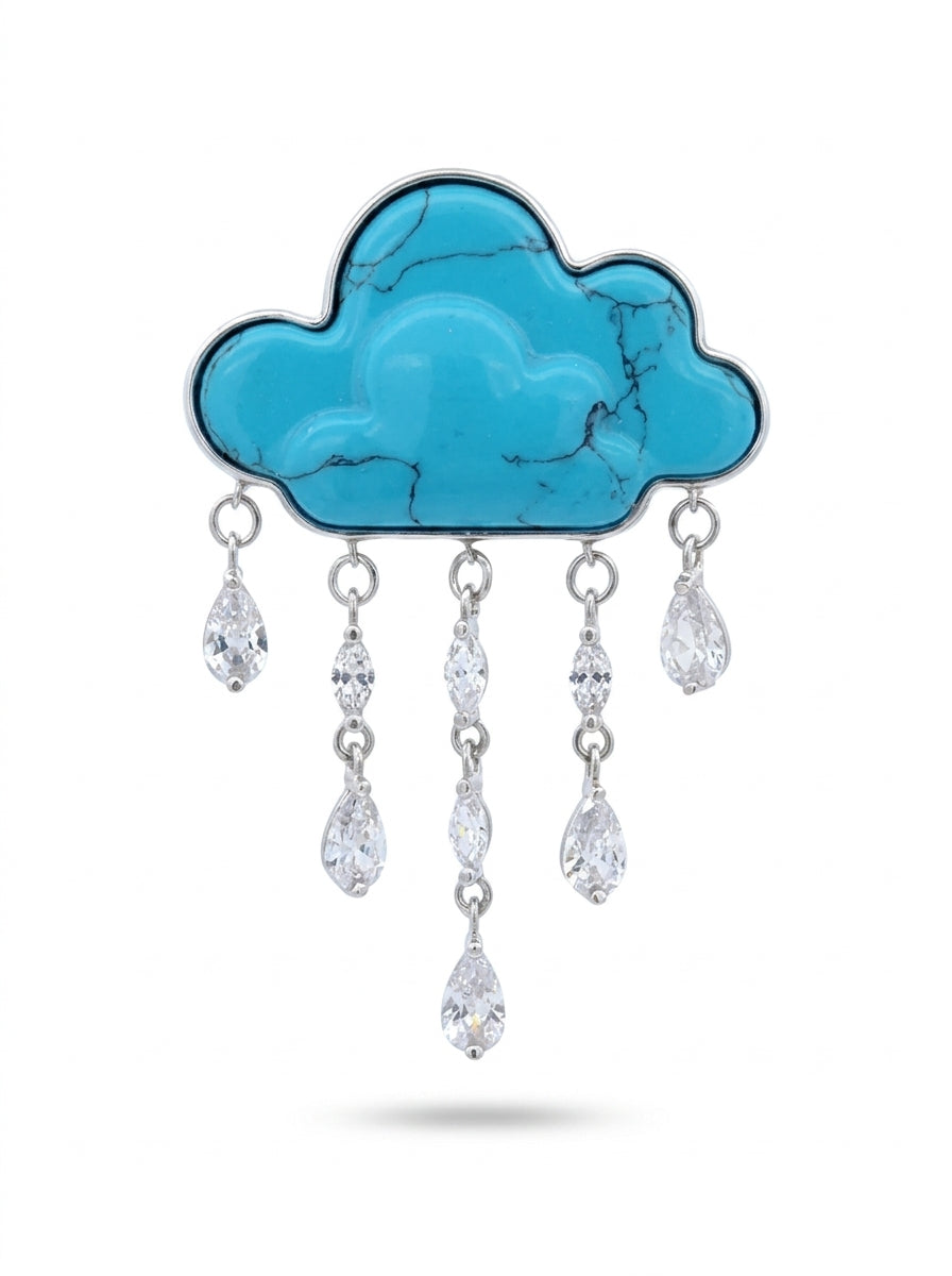 Pear Blue, Colorless Amber Silver Brooch — DARVIN (Pre-Order)