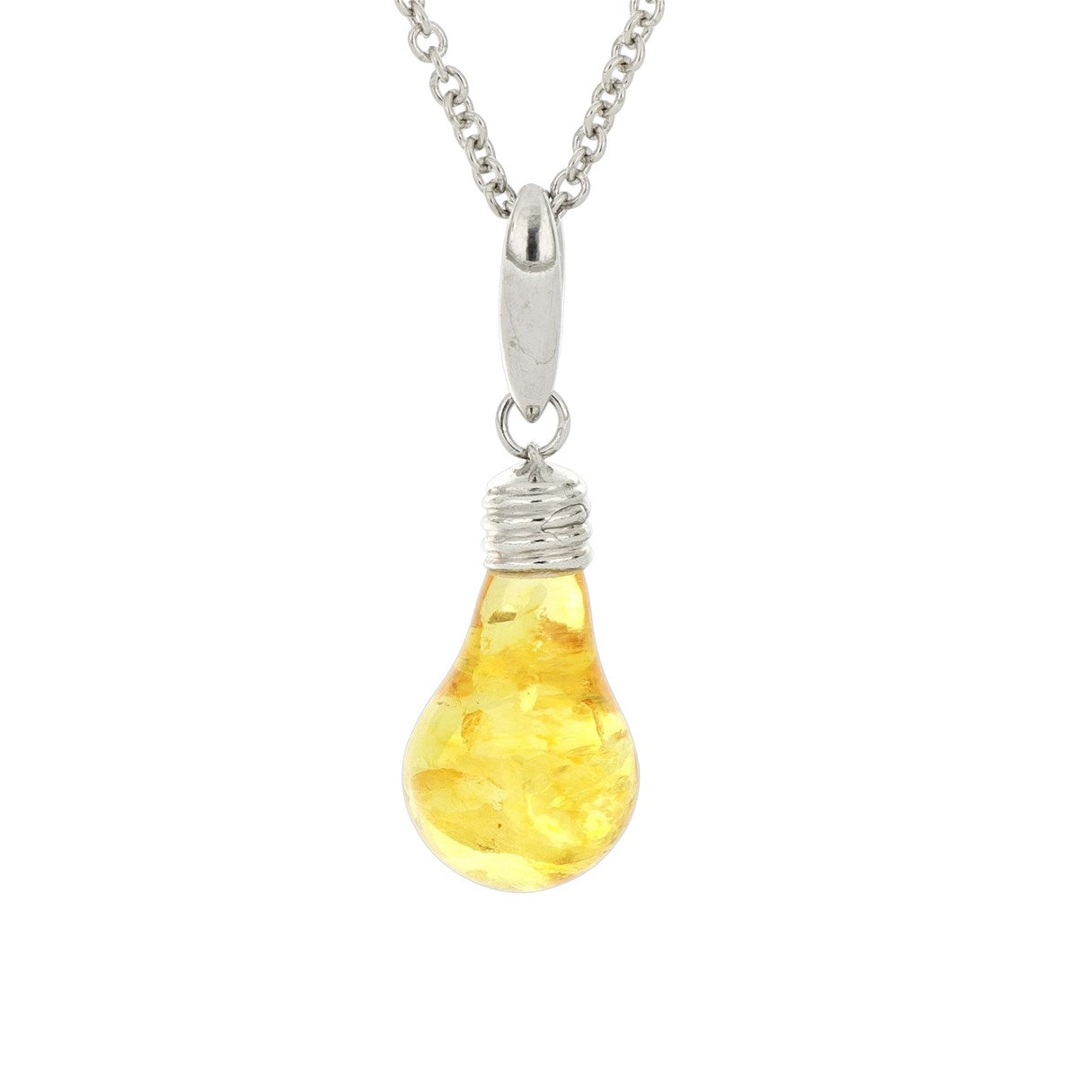 Lightbulb Lemon Amber Silver Pendant — DARVIN (Pre-Order)