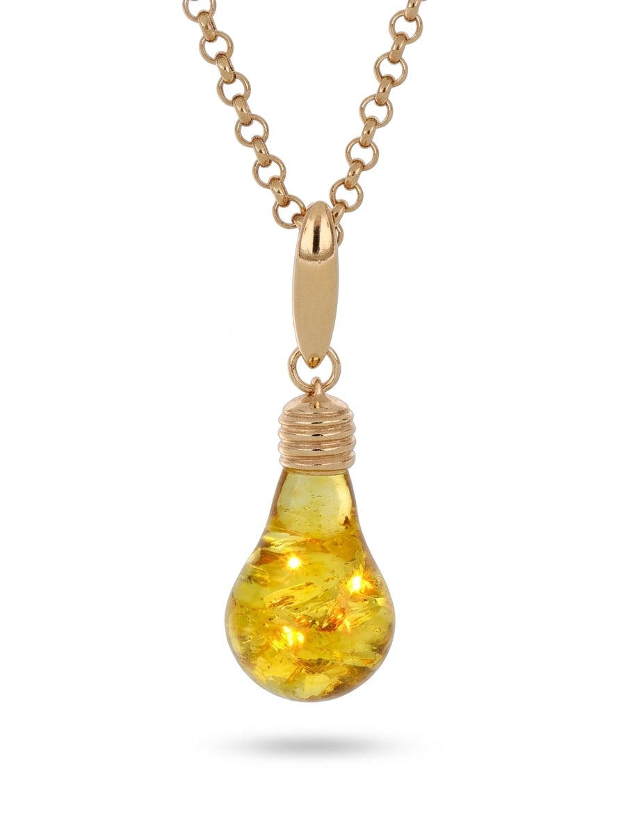 Lightbulb Lemon Amber Silver Pendant — DARVIN (Pre-Order)