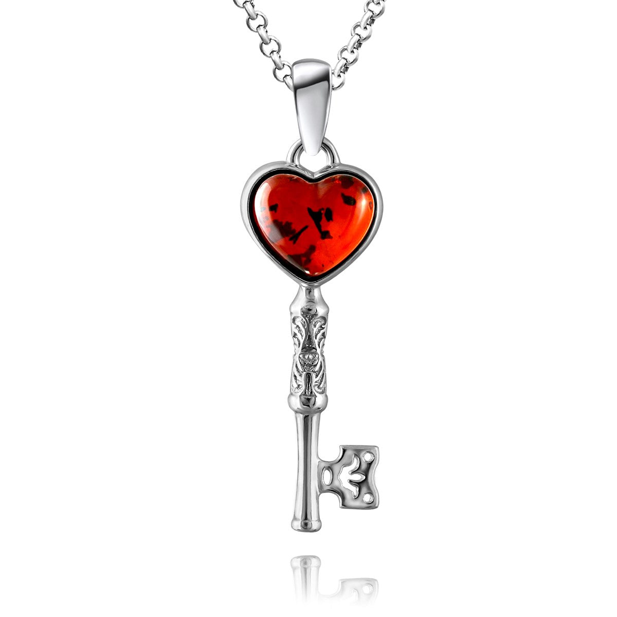Heart Cognac Amber Silver Pendant — DARVIN (Pre-Order)
