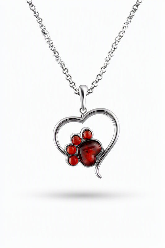 Heart Cognac Amber Silver Pendant — DARVIN