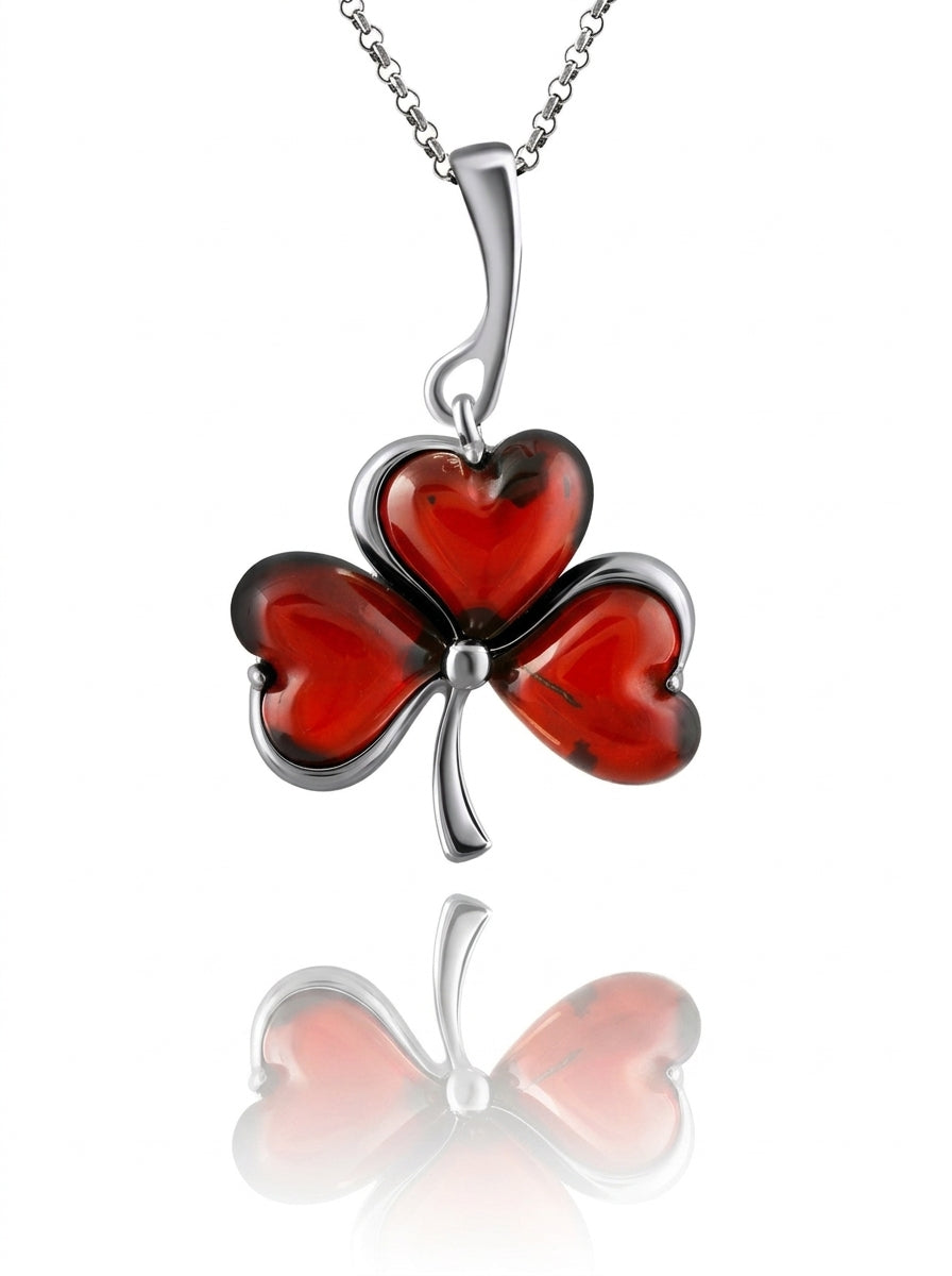 Heart Cognac Amber Silver Pendant — DARVIN (Pre-Order)