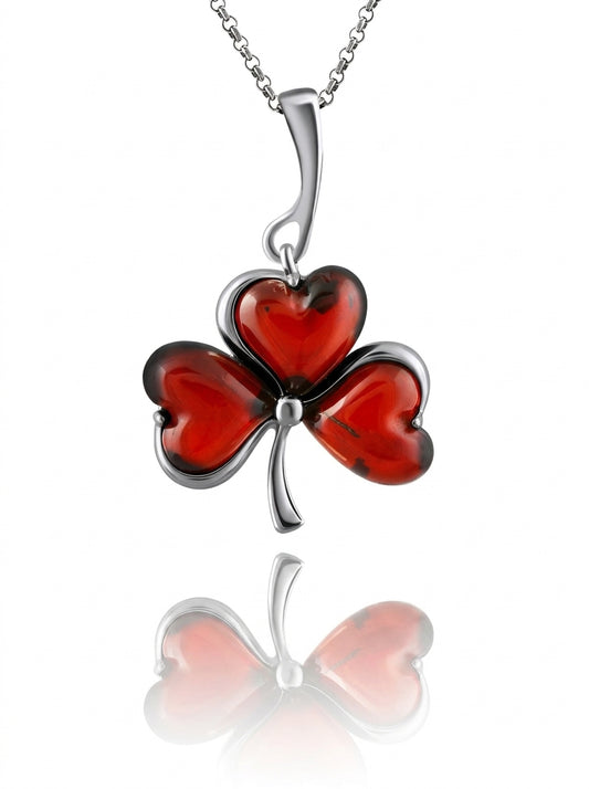 Heart Cognac Amber Silver Pendant — DARVIN (Pre-Order)