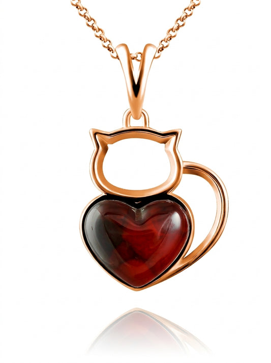 Heart Cognac Amber Silver Pendant — DARVIN (Pre-Order)