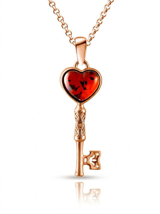 Heart Cognac Amber Silver Pendant — DARVIN (Pre-Order)