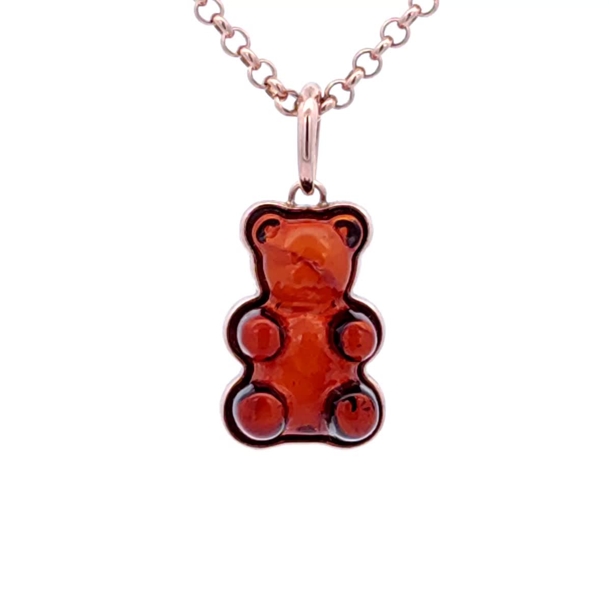 Gummy Bear Cognac Amber Silver Pendant — DARVIN (Pre-Order)