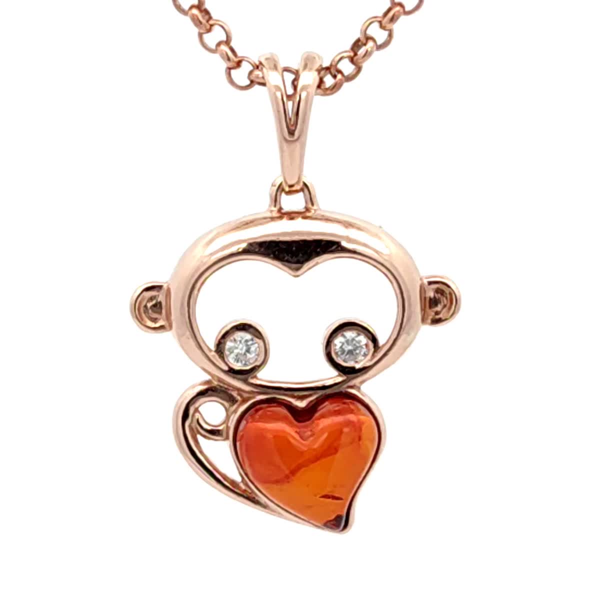 Heart Cognac, Colorless Amber Silver Pendant — DARVIN (Pre-Order)