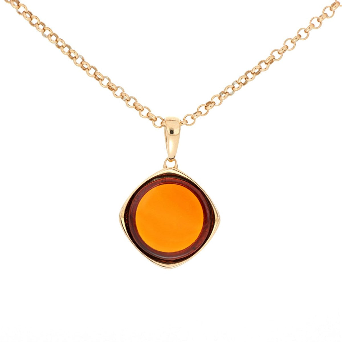 Round Cognac Amber Silver Pendant — DARVIN (Pre-Order)
