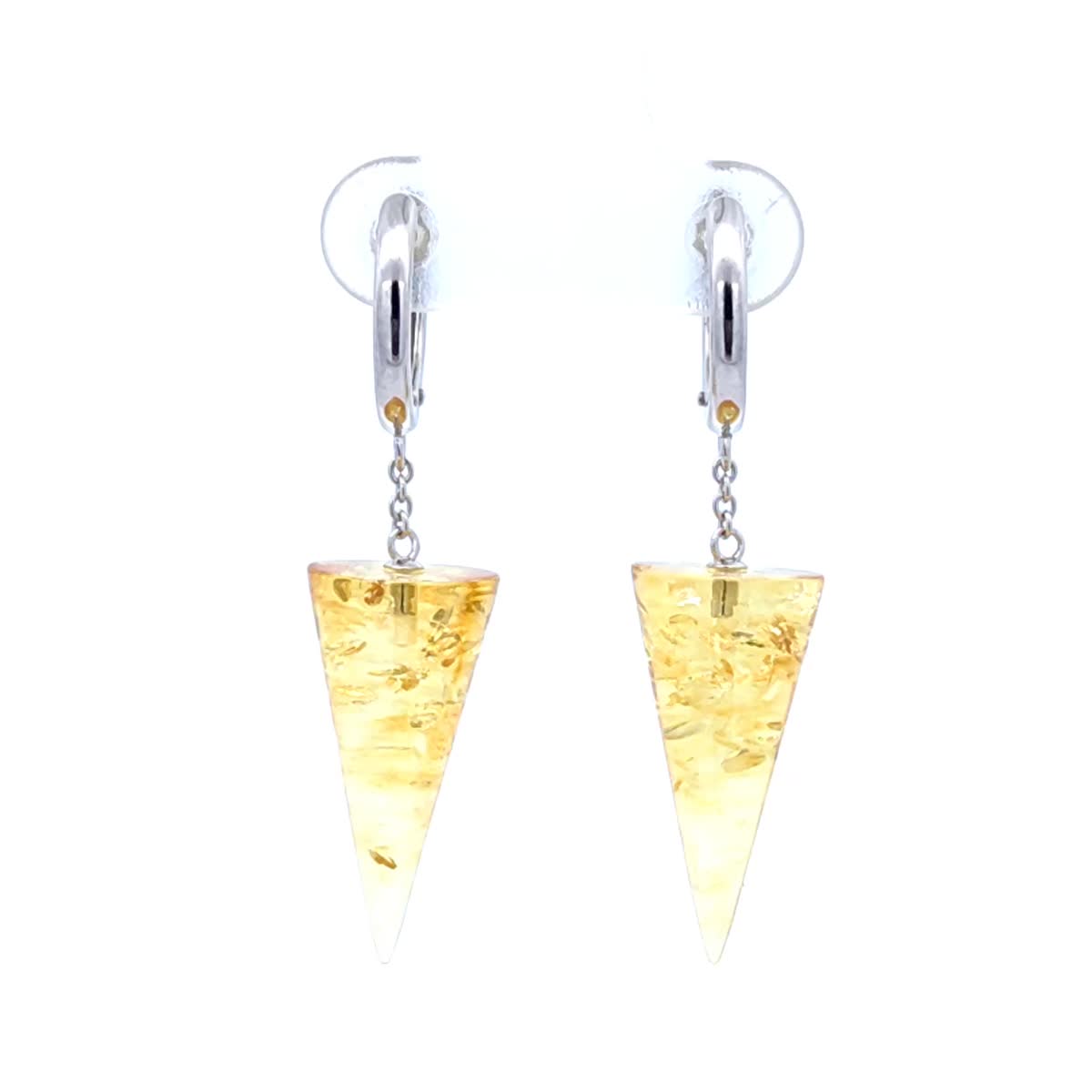 Cone Lemon Amber Silver Earrings — DARVIN (Pre-Order)