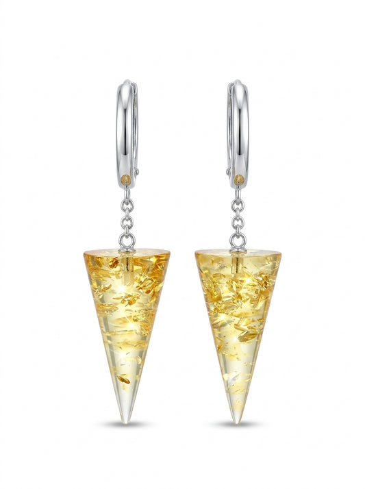 Cone Lemon Amber Silver Earrings — DARVIN (Pre-Order)
