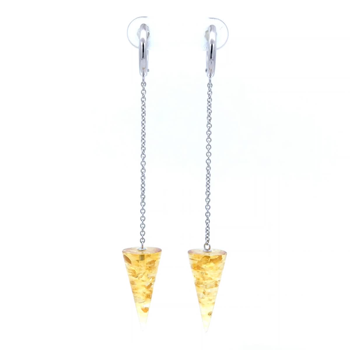 Cone Lemon Amber Silver Earrings — DARVIN (Pre-Order)