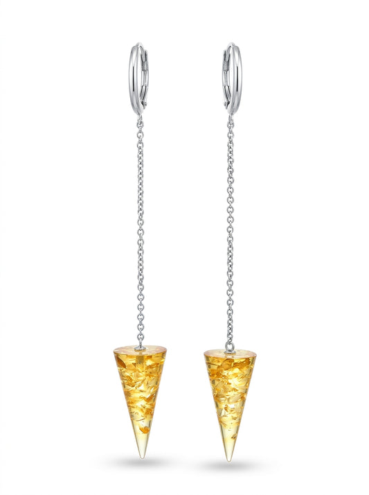 Cone Lemon Amber Silver Earrings — DARVIN (Pre-Order)