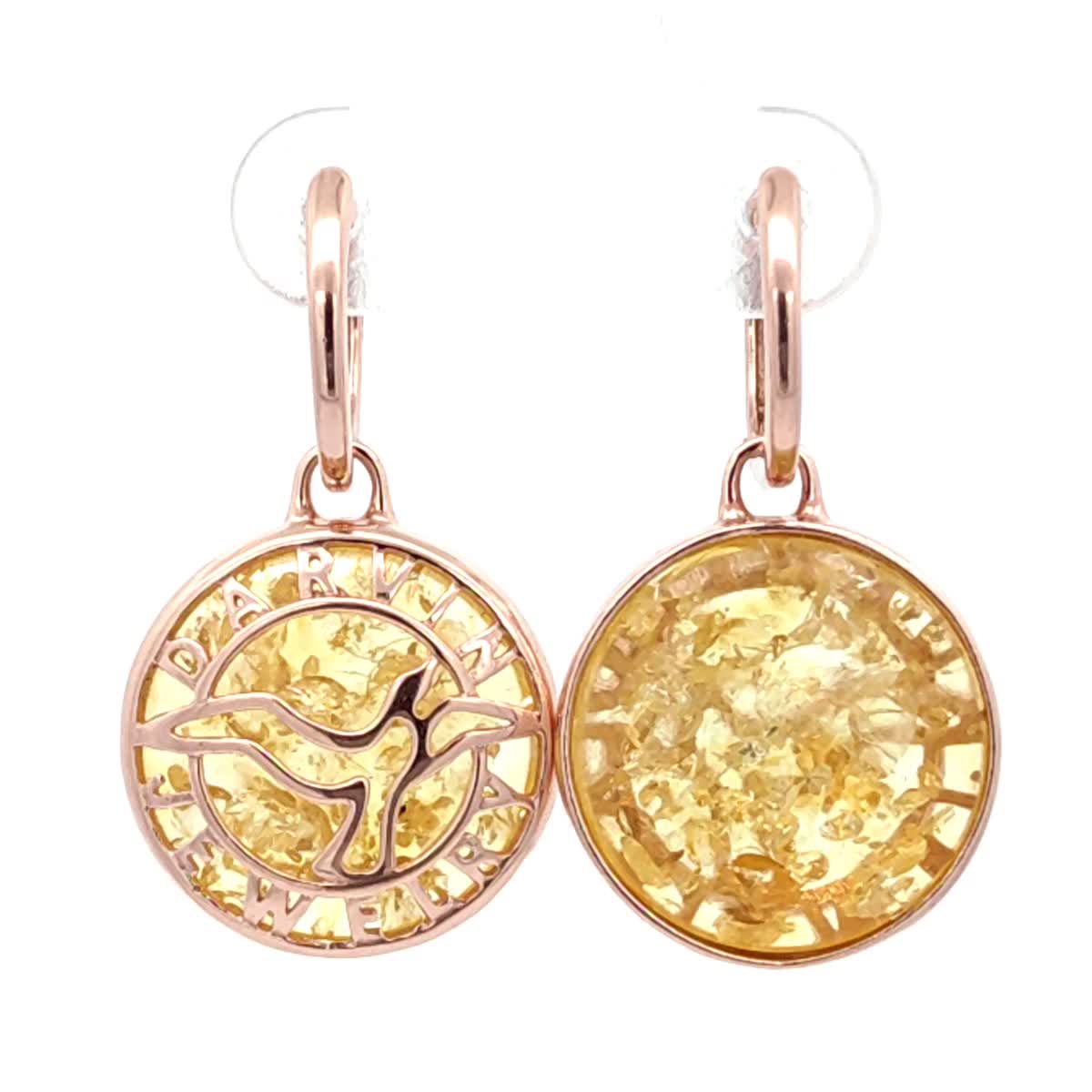 Round Lemon Amber Silver Earrings — DARVIN (Pre-Order)