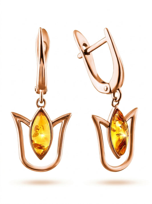 Marquise Lemon Amber Silver Earrings — DARVIN (Pre-Order)