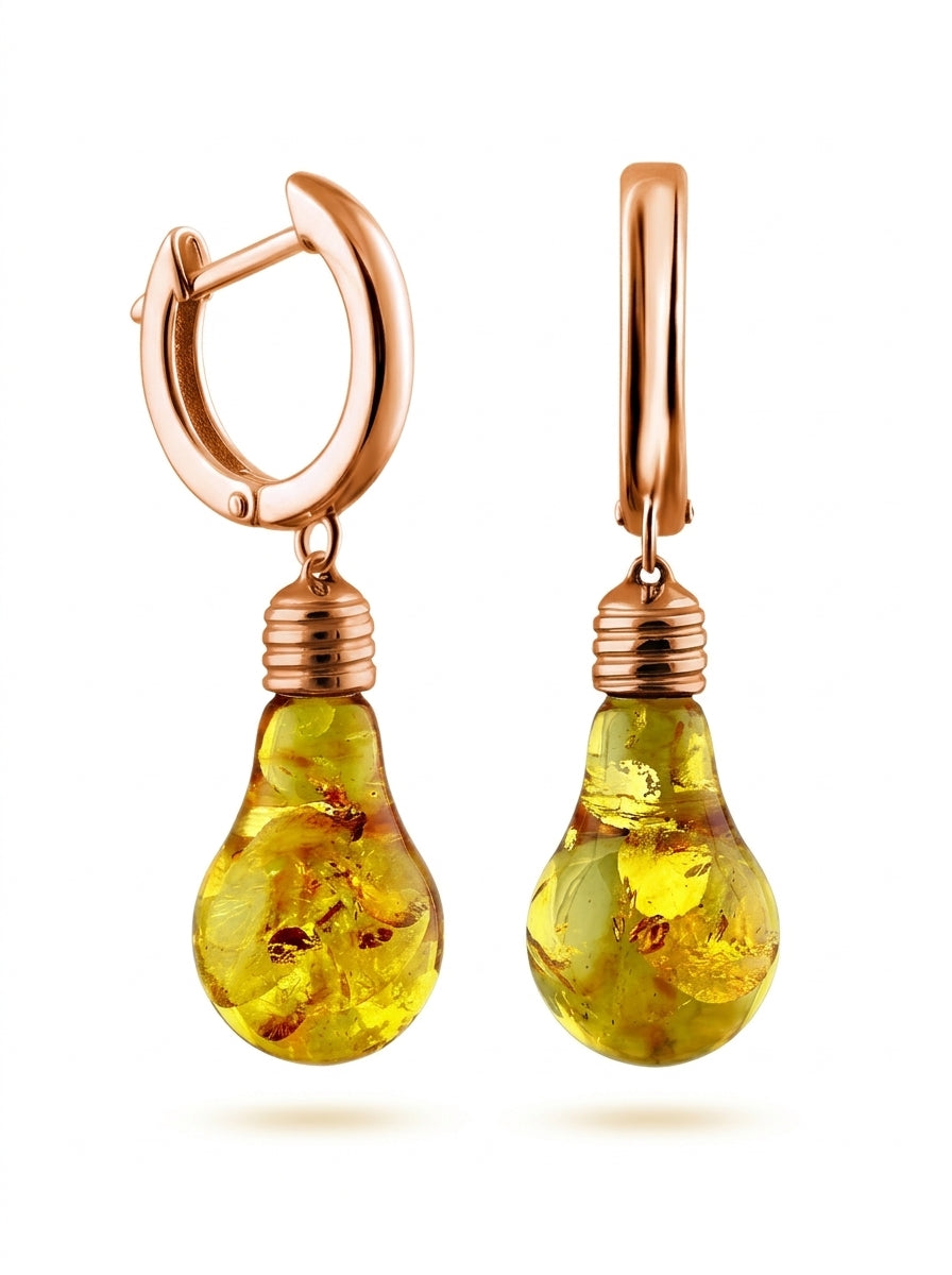 Lightbulb Lemon Amber Silver Earrings — DARVIN (Pre-Order)
