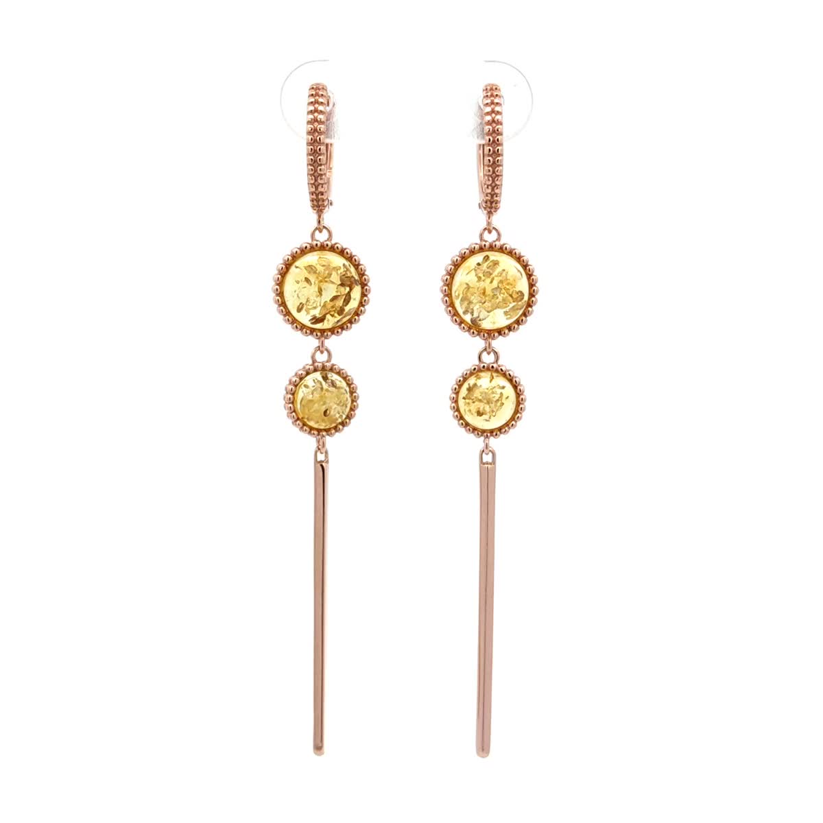 Round Lemon Amber Silver Earrings — DARVIN (Pre-Order)