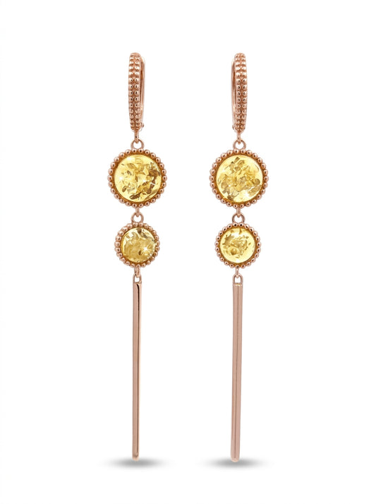 Round Lemon Amber Silver Earrings — DARVIN (Pre-Order)