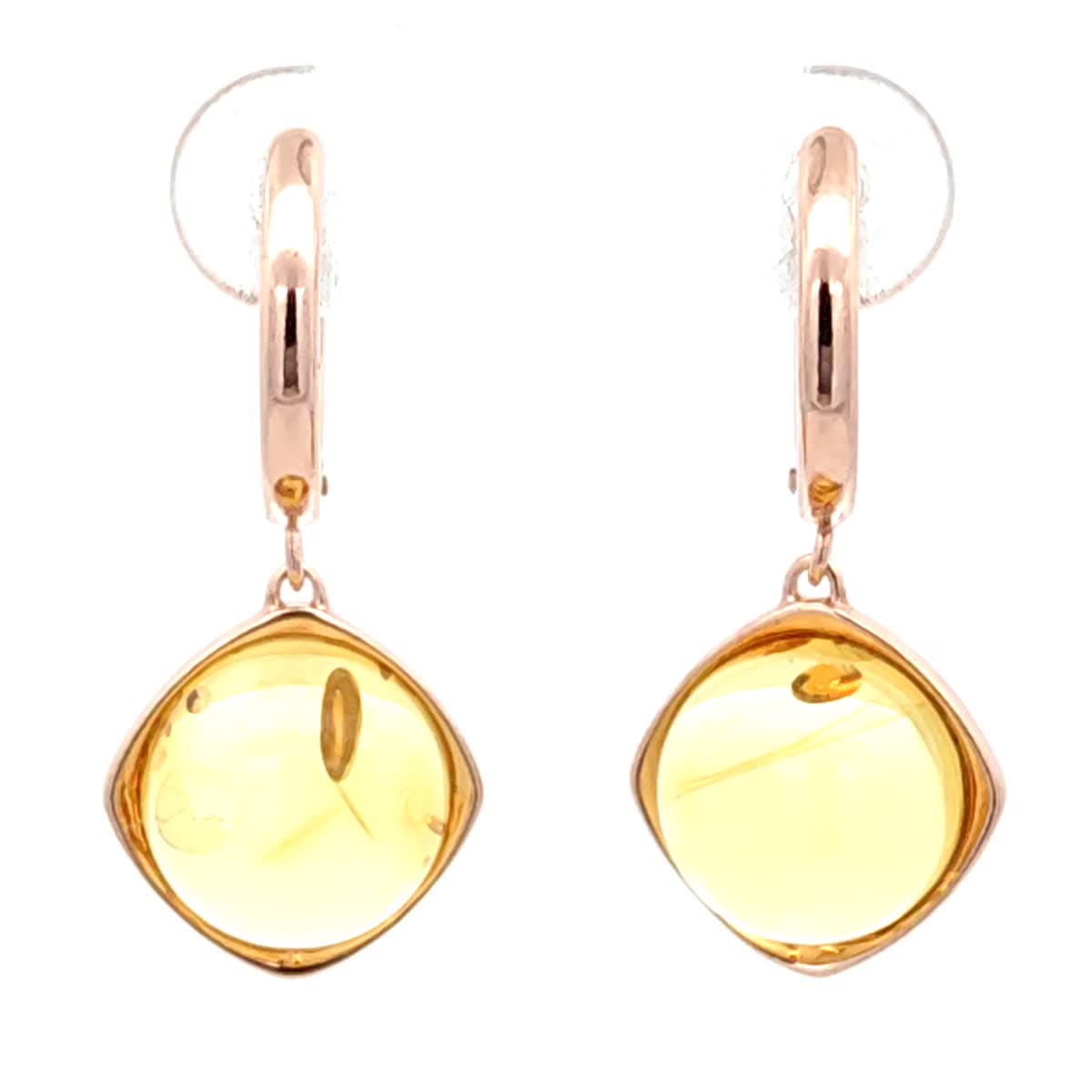 Round Lemon Amber Silver Earrings — DARVIN (Pre-Order)