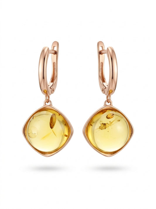 Round Lemon Amber Silver Earrings — DARVIN (Pre-Order)
