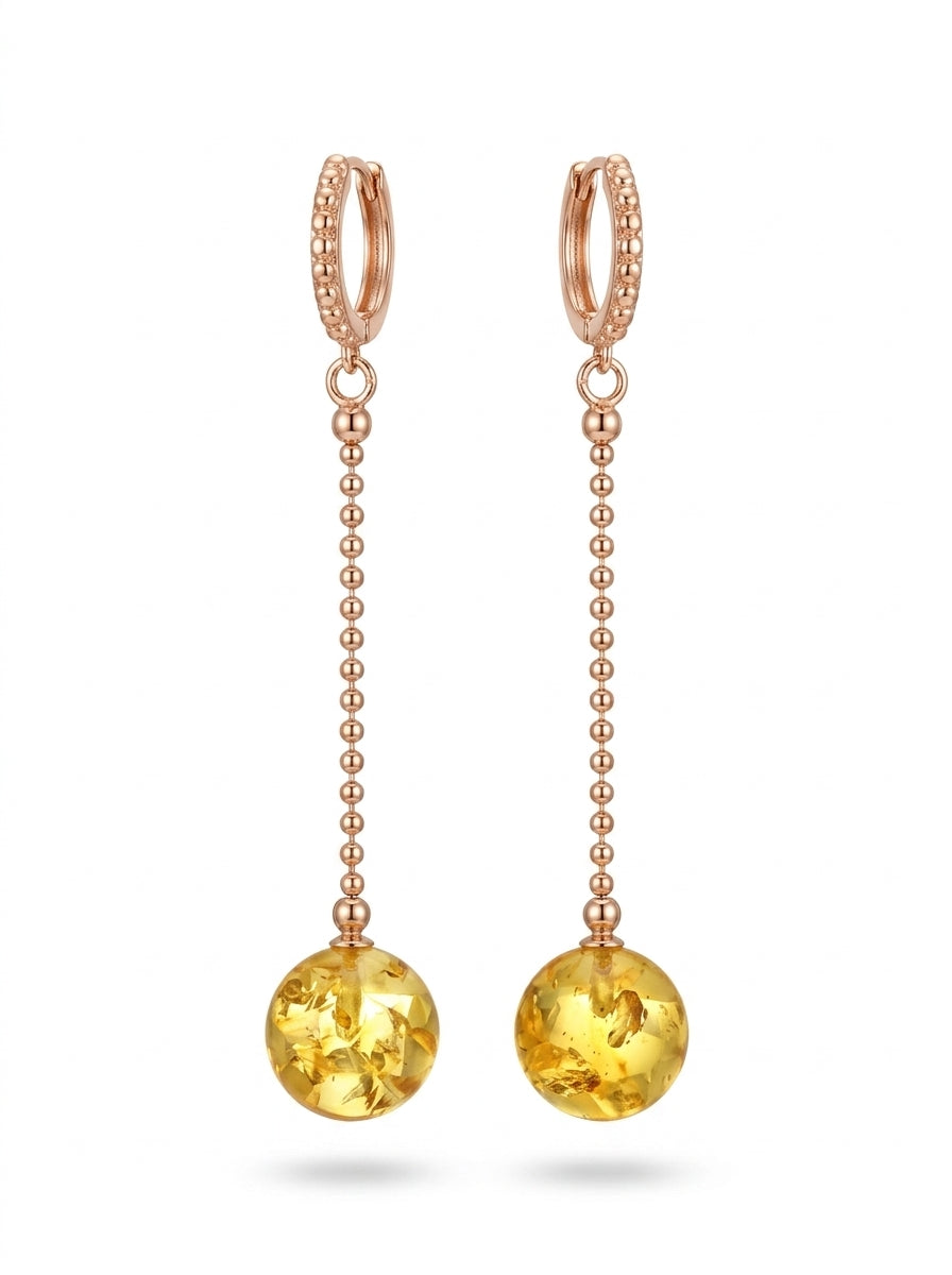 Ball Lemon Amber Silver Earrings — DARVIN (Pre-Order)