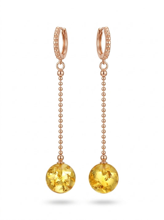 Ball Lemon Amber Silver Earrings — DARVIN (Pre-Order)