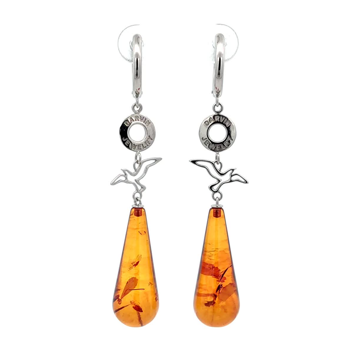 Cognac Amber Silver Earrings — DARVIN (Pre-Order)