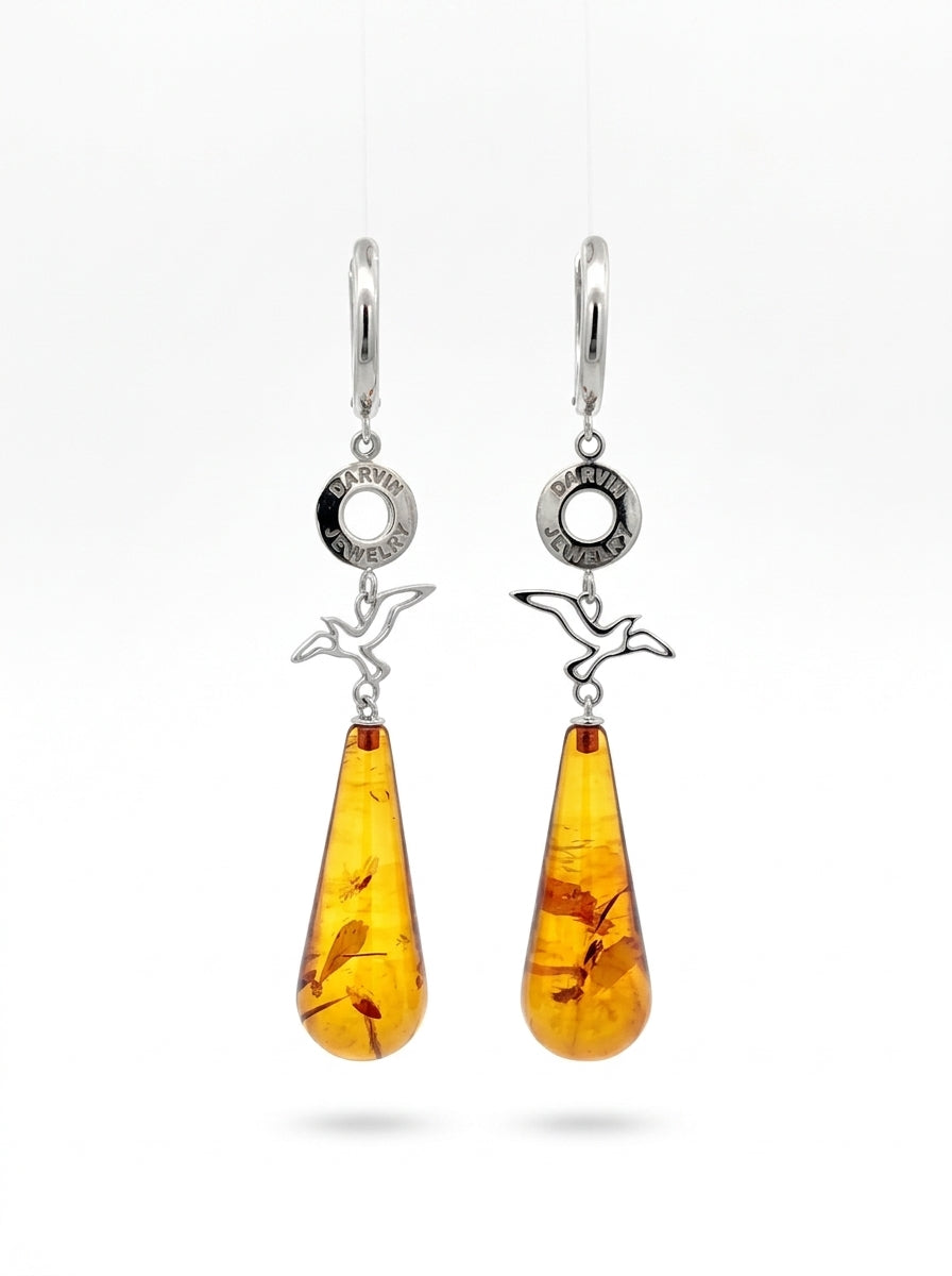 Cognac Amber Silver Earrings — DARVIN (Pre-Order)