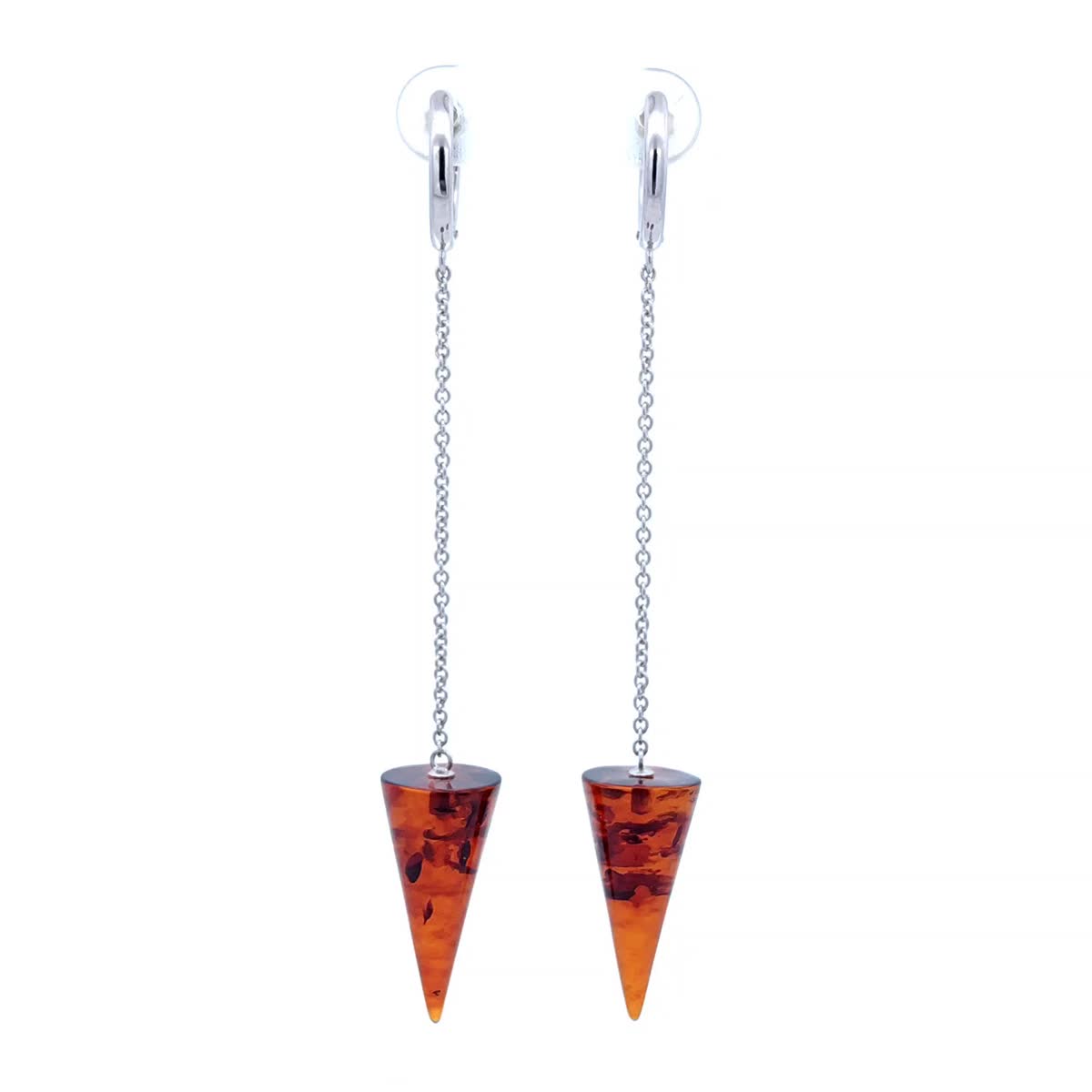 Cone Cognac Amber Silver Earrings — DARVIN (Pre-Order)