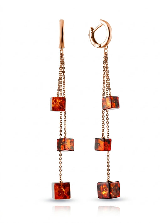 Cognac Amber Silver Earrings — DARVIN (Pre-Order)