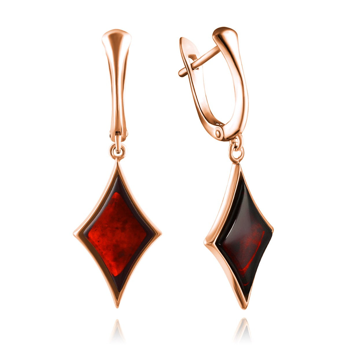 Rhombus Cognac Amber Silver Earrings — DARVIN (Pre-Order)