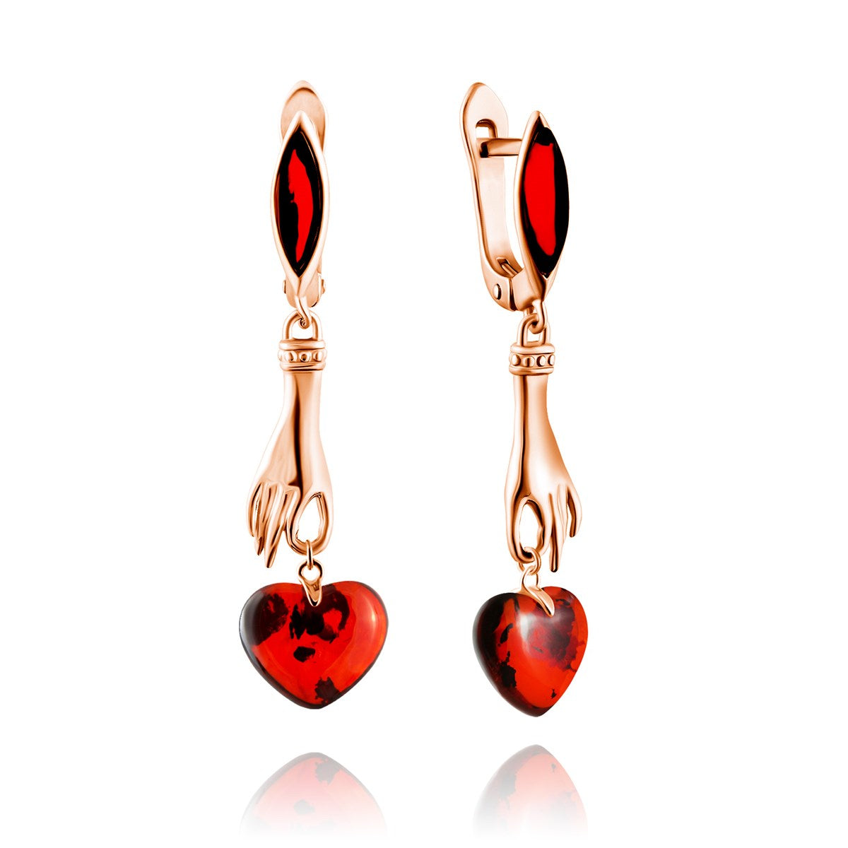 Heart Cognac Amber Silver Earrings — DARVIN (Pre-Order)