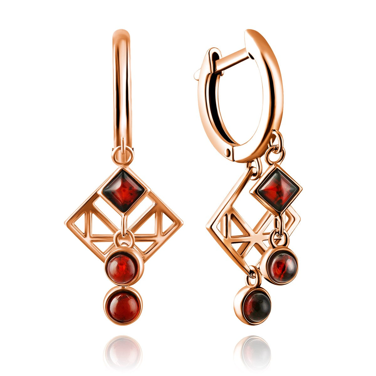 Round Cognac Amber Silver Earrings — DARVIN (Pre-Order)
