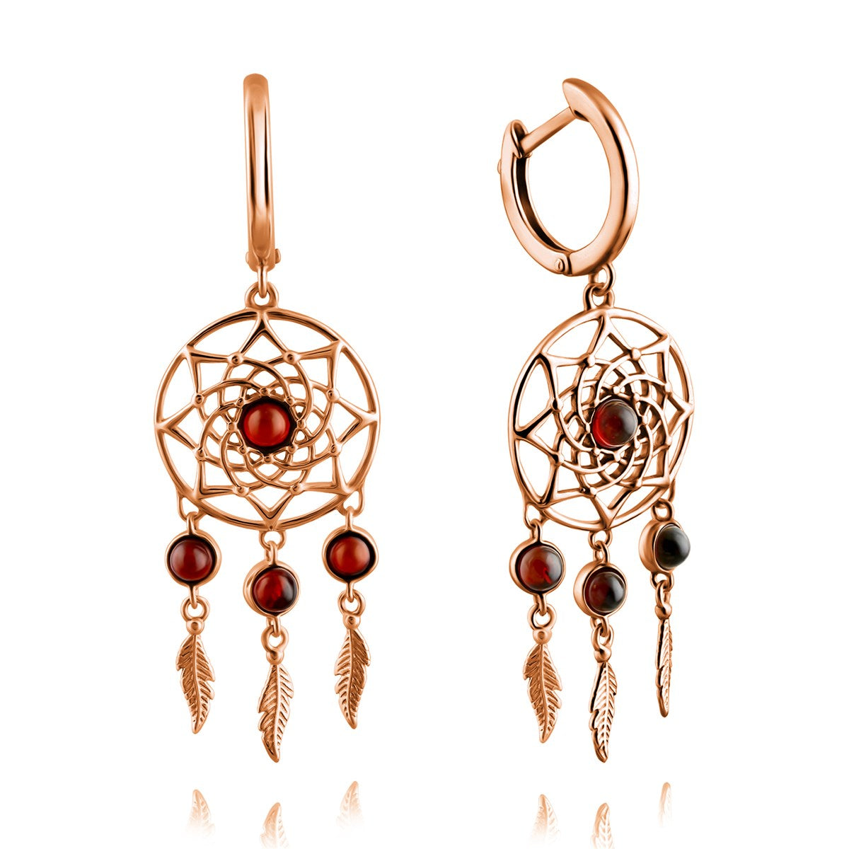 Round Cognac Amber Silver Earrings — DARVIN (Pre-Order)