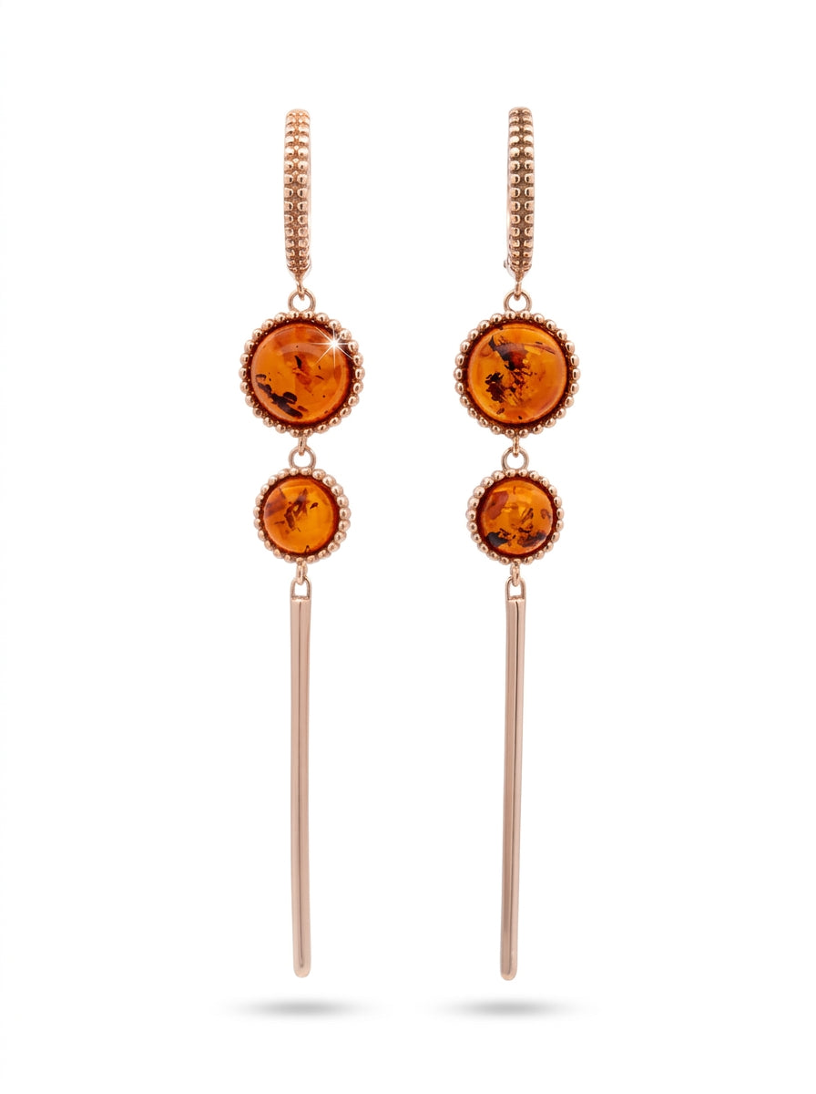 Round Cognac Amber Silver Earrings — DARVIN (Pre-Order)