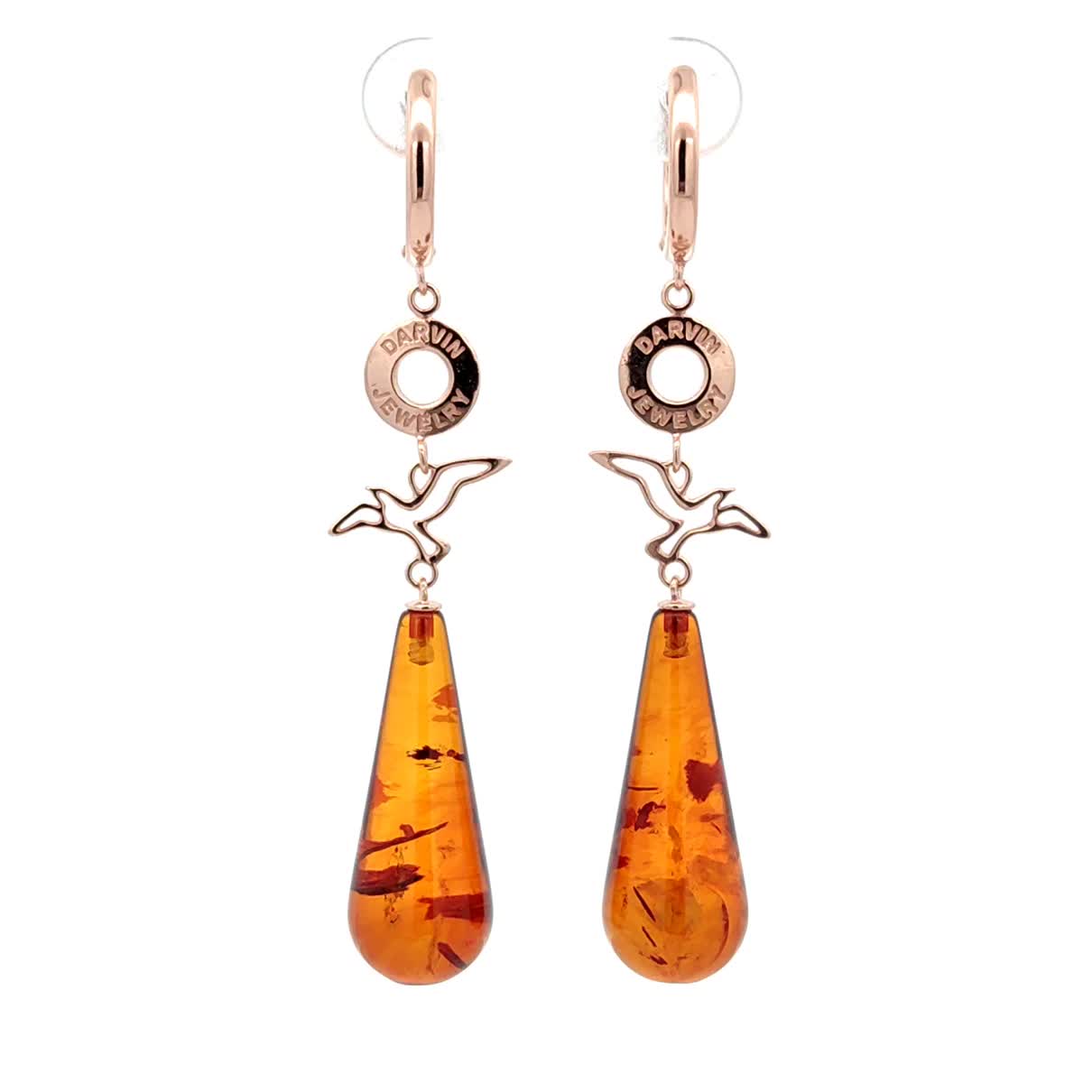 Cognac Amber Silver Earrings — DARVIN (Pre-Order)