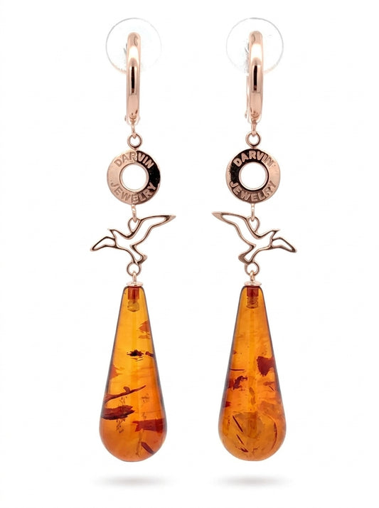 Cognac Amber Silver Earrings — DARVIN (Pre-Order)