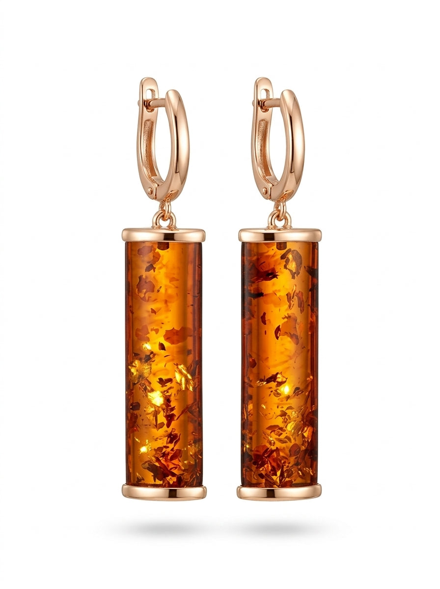 Cognac Amber Silver Earrings — DARVIN (Pre-Order)