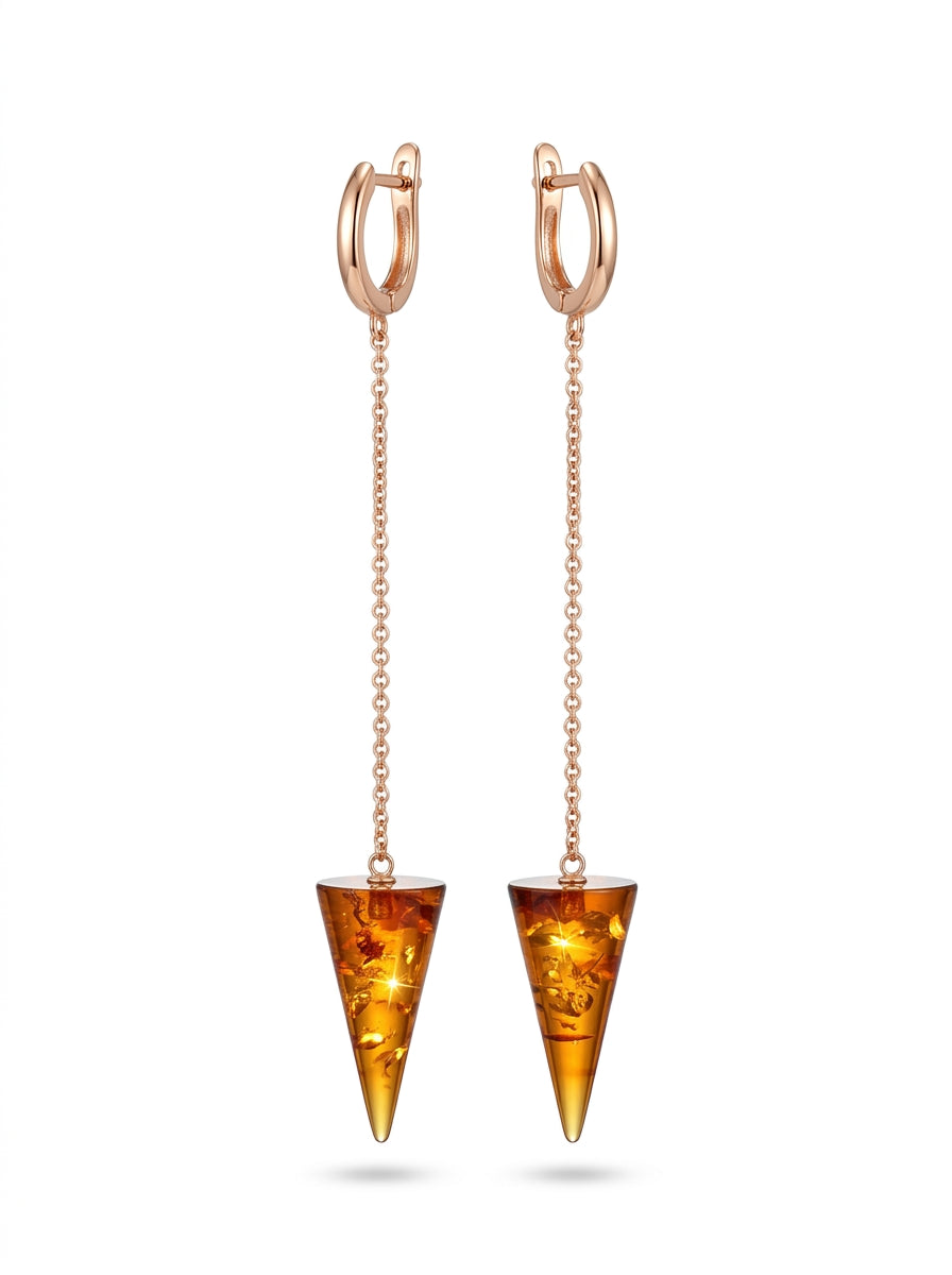 Cone Cognac Amber Silver Earrings — DARVIN (Pre-Order)