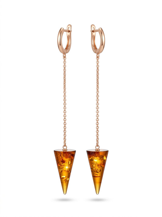 Cone Cognac Amber Silver Earrings — DARVIN (Pre-Order)