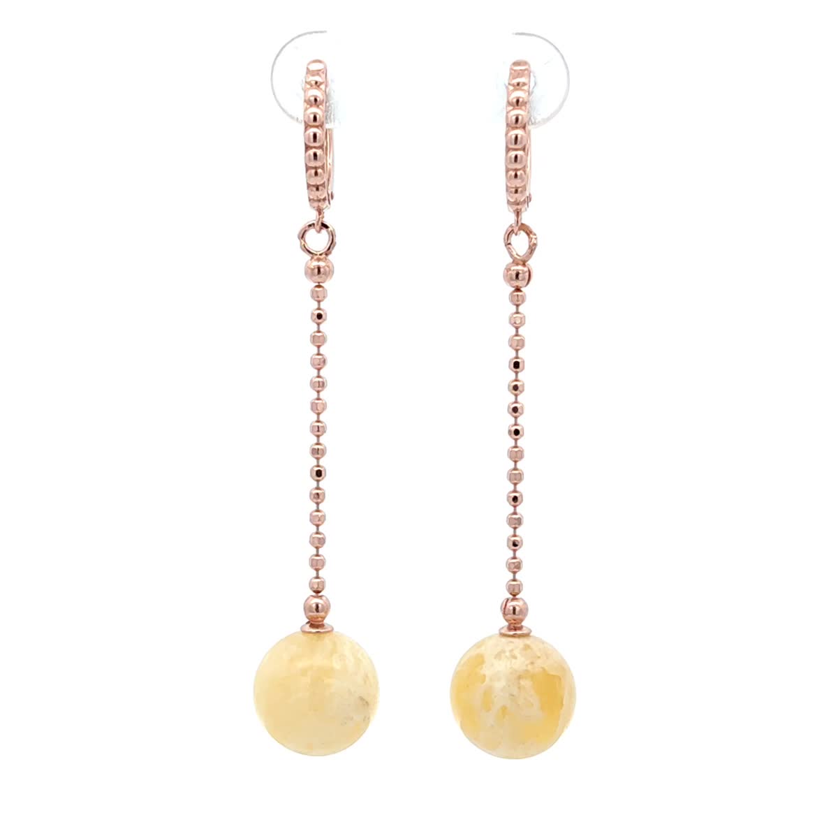 Ball Cognac Amber Silver Earrings — DARVIN (Pre-Order)